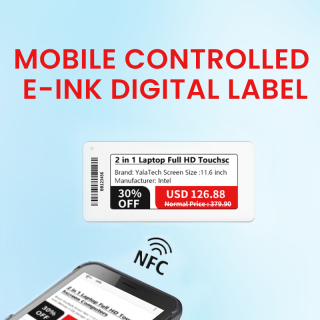 Etiqueta digital E-ink controlada por celular de 2,13 polegadas